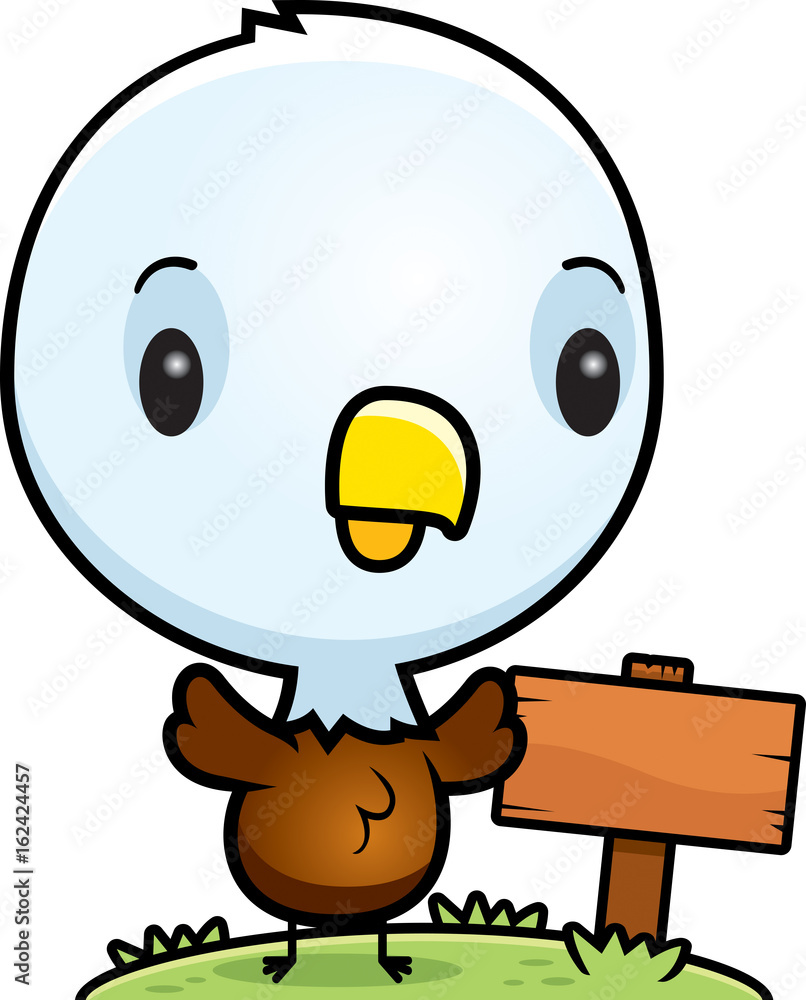 Cartoon Baby Bald Eagle Wood Sign Stock Vector | Adobe Stock