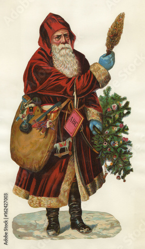 Father Christmas delivering Xmas presents. Date: late 19th century