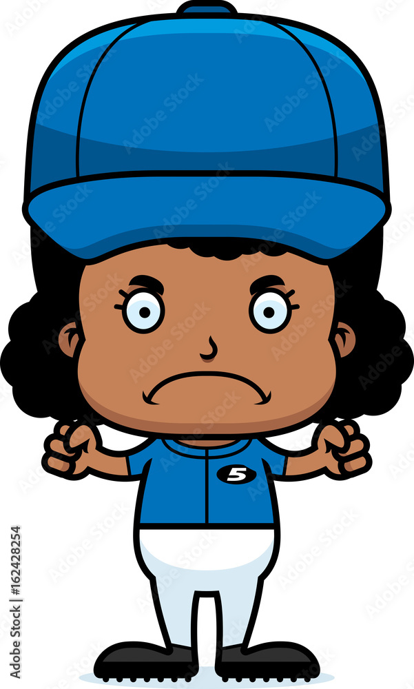 Cartoon Angry Baseball Player Girl