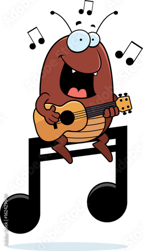 Cartoon Flea Ukulele Note