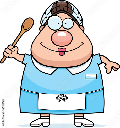 Happy Cartoon Lunch Lady