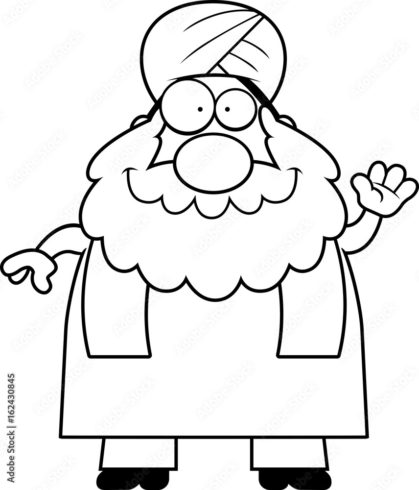 Fototapeta premium Waving Cartoon Sikh
