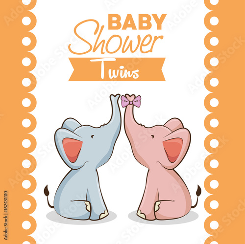 baby shower twins invitation card vector illustration graphic design