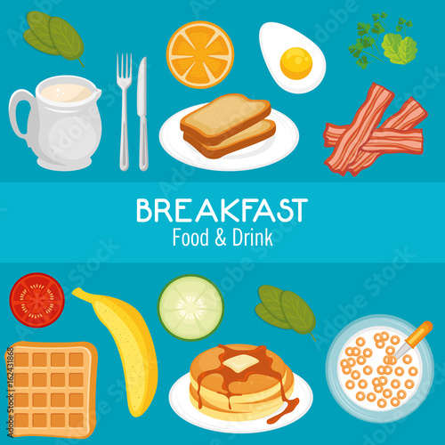 brakfast concept with food and drinks vector illustration graphic design photo