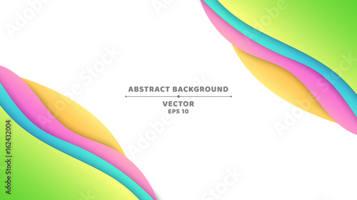 Abstract background. Template for your projects. Multicolored paper waves isolated on white background
