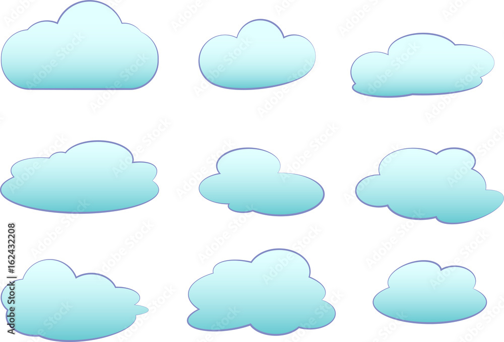 Set of clouds on white background