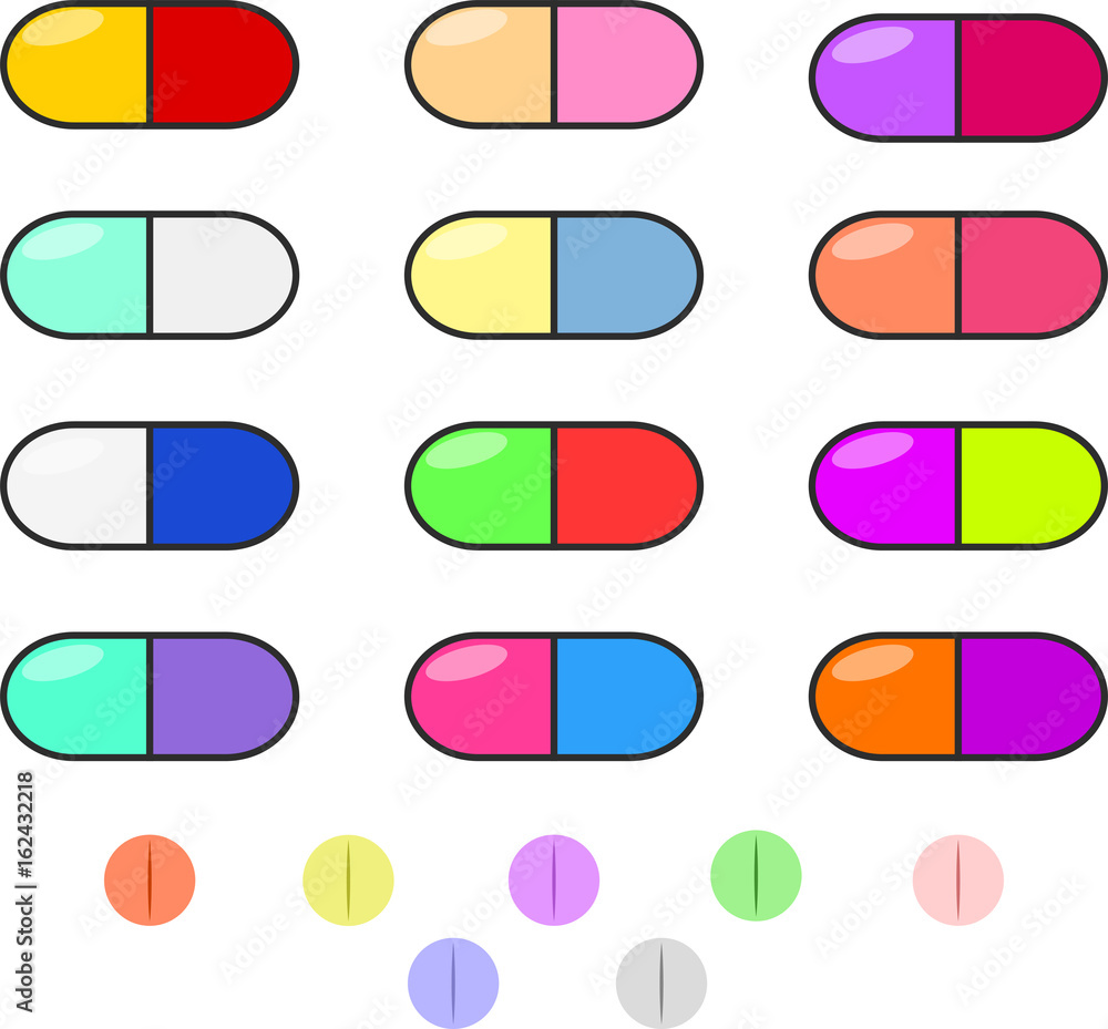 Set of colorful pills Set of colorful pills
