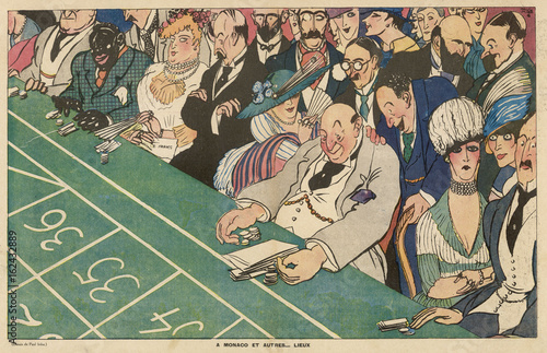 Naklejka Cartoon Gambling at Monaco WW1. Date: 1917