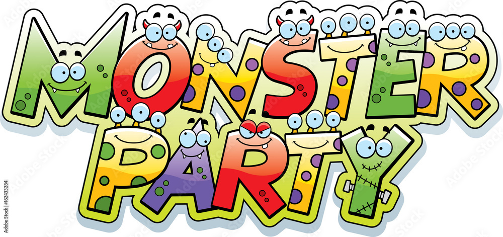 Cartoon Monster Party Text