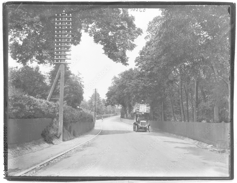 Bus in the street in Brentwood  1921. Date: 1921