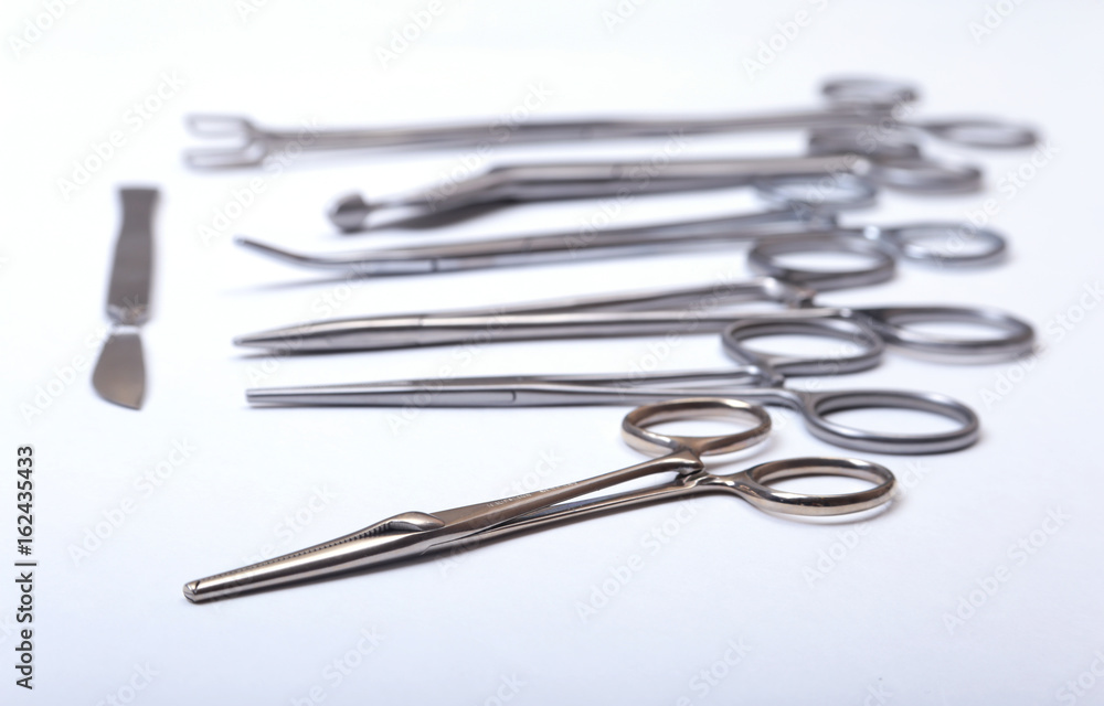 Medical and surgery instruments isolated on white background Medical and surgery instruments isolated on white background