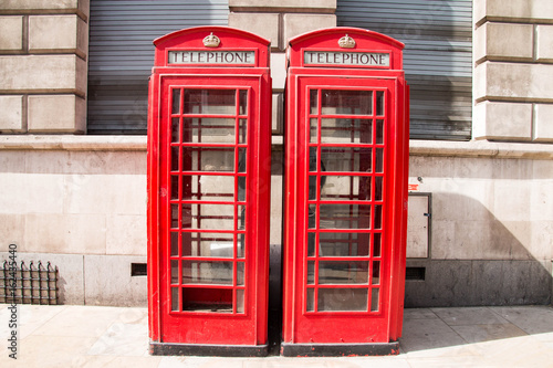 Iconic red telephone box  London  United Kingdom