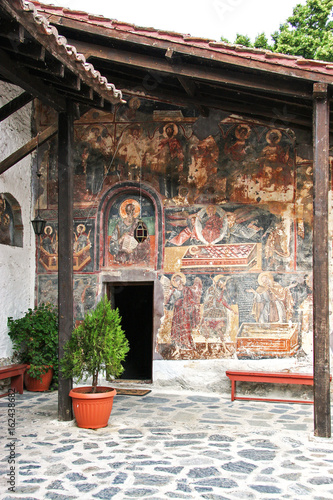Entrance to the Church of Monastery of Panagia Mavriotissa in the town of Kastoria