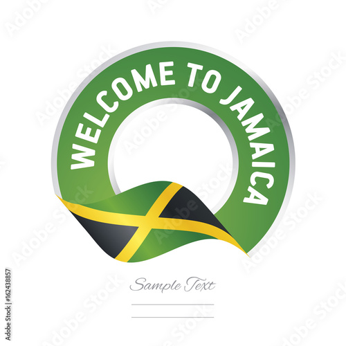 Welcome to Jamaica flag green label logo icon