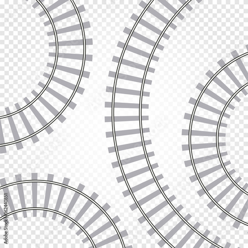 Rail railroad track vector illustration. Railway train isolated. Winding path road.