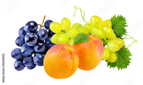 Grapes and apricot isolated on white
