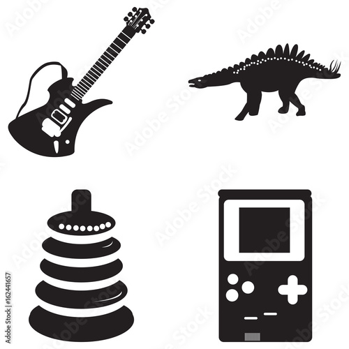 Set of silhouettes of different toys, Vector illustration photo