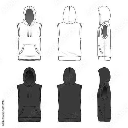 Sleeveless hoody in white and black colors