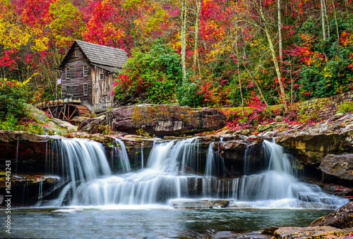 Grist Mill in beautiful autumn fall color