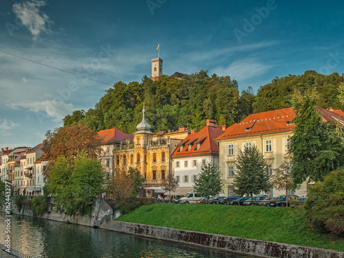 Nice houses in the old town of Ljubljana, Slovenia