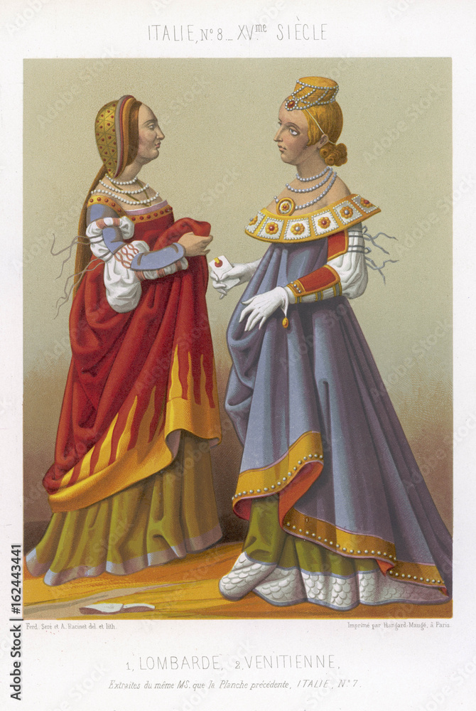 Costume - Women - 15th century Italy. Date: 15th century