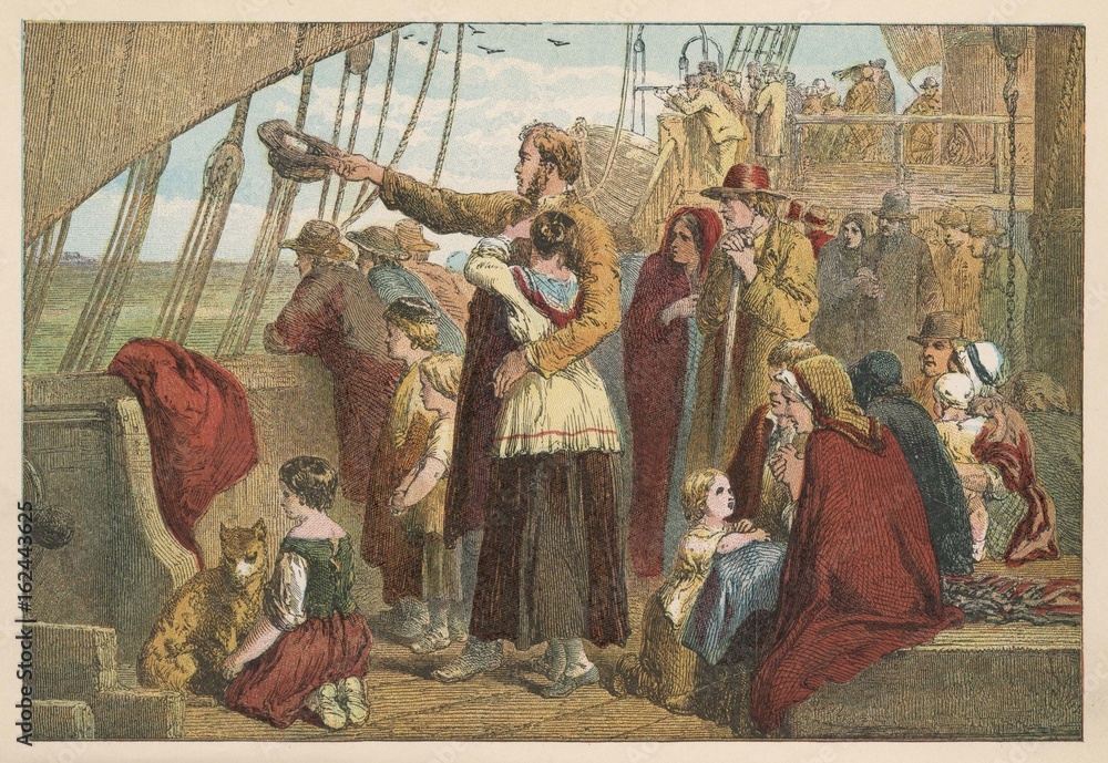 Naklejka premium Emigrants' Farewell. Date: circa 1860