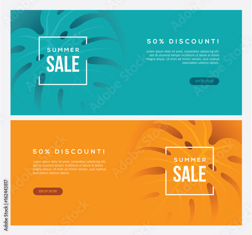 Two summer sale horizontal web banners