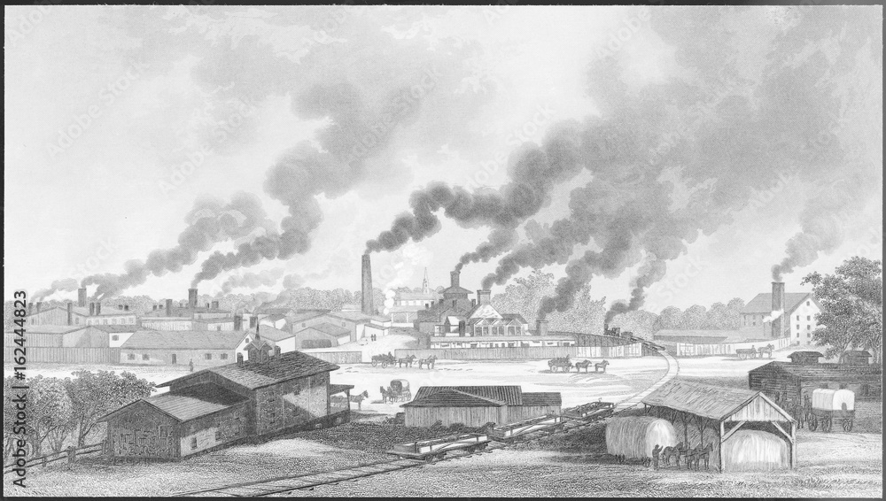 Fototapeta premium Whitney Glassworks Nj. Date: circa 1850