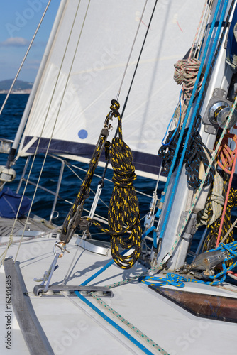 rigging of a sailing yacht close-up