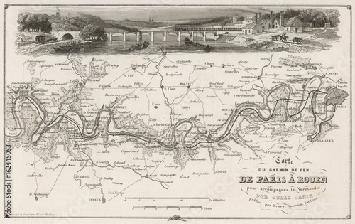 French Railway Map. Date: circa 1850 photo