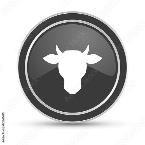 Schwarzer Button - Rind Kopf