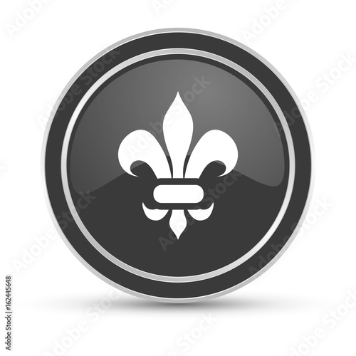 Schwarzer Button - Lilie Ornament