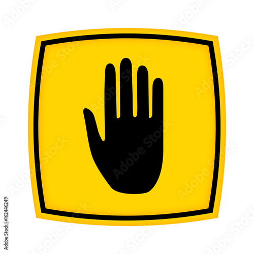 gelbes Schild - Icon - Hand Verbot
