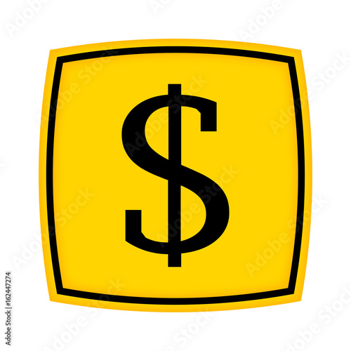 gelbes Schild - Icon - Dollar