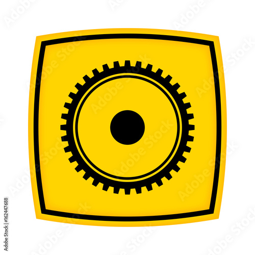 gelbes Schild - Icon - Zahnrad Mechanik