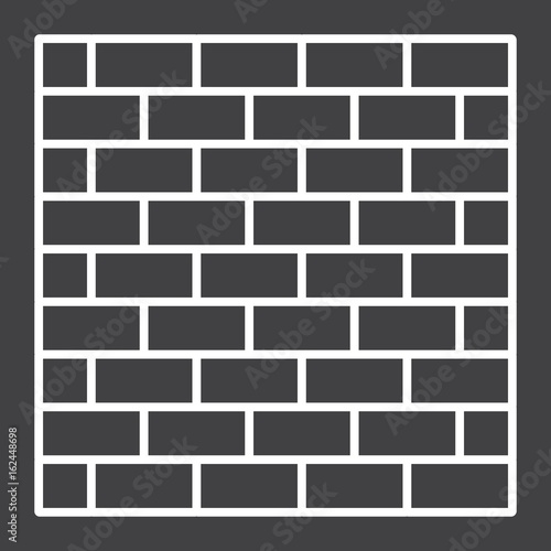 Brick wall line icon, security and build, vector graphics, a linear pattern on a black background, eps 10.