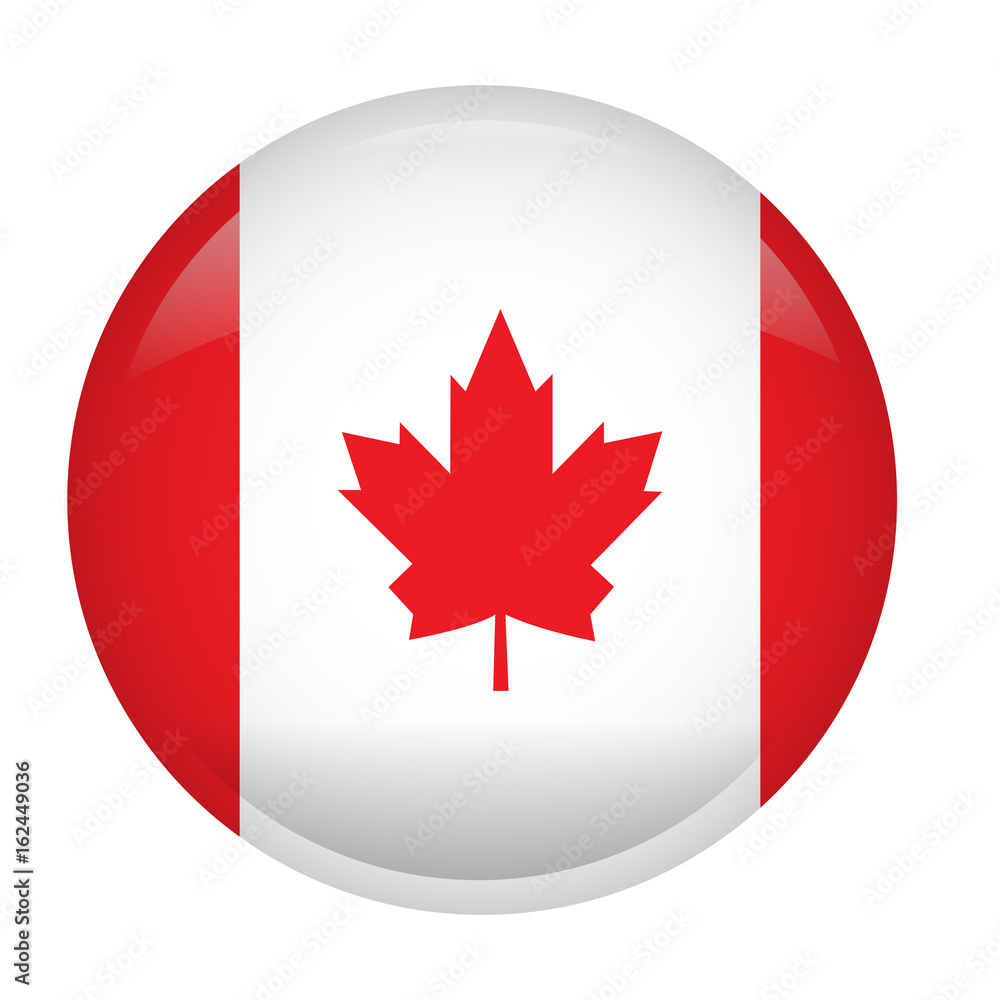 Isolated flag of Canada on a button, Vector illustration Isolated flag of Canada on a button, Vector illustration