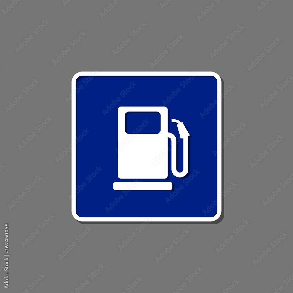 Gas station blue road sign on grey. Vector isolated ilustration Gas station blue road sign on grey. Vector isolated ilustration