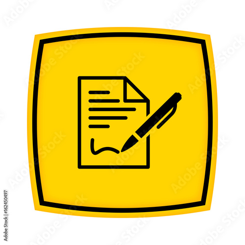 gelbes Schild - Icon - Vertrag