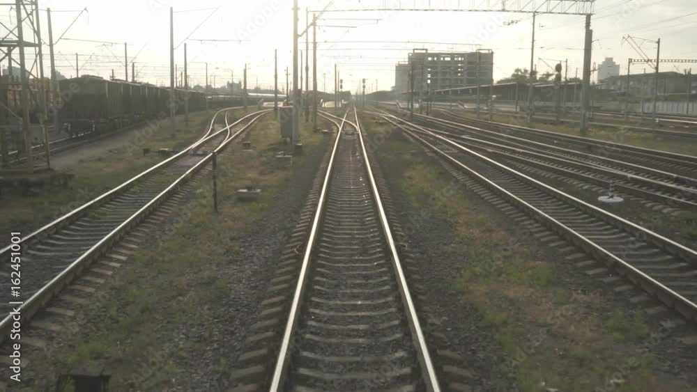 Railway for the Train A train passing through urban areas, moving railroad tracks Railway for the Train A train passing through urban areas, moving railroad tracks