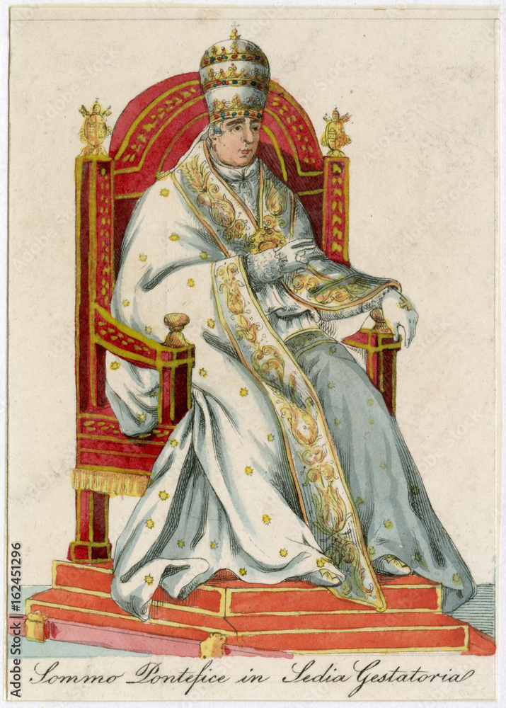 Obraz premium Pope in Sedia Gestatoria. Date: 1833