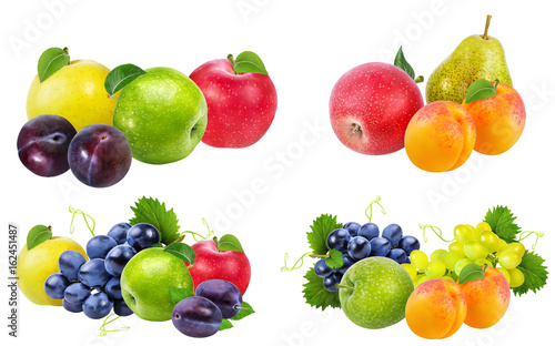 Collection of fruits isolated on white