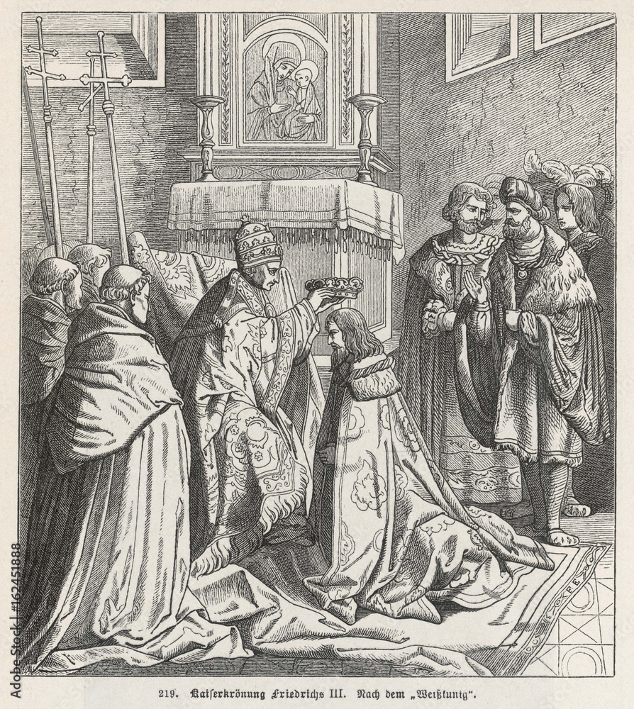 Fototapeta premium Friedrich III Crowned. Date: 1452