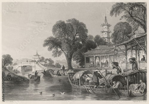 Silk Farm at Hoo-Chen. Date: circa 1840