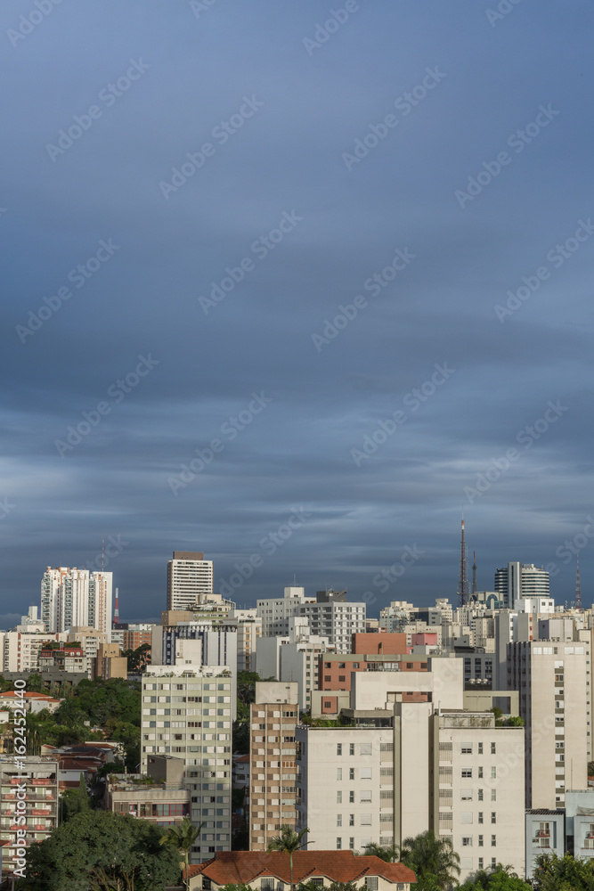 buildings and cloudy sky, urban landscape, sao paulo