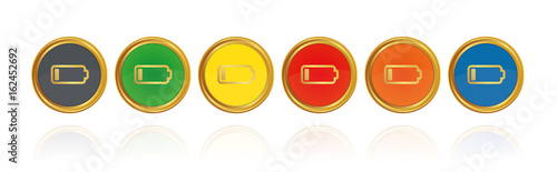 Leerer Akku - Leer - Goldene Buttons