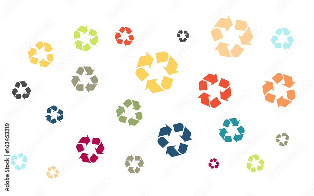 Viele bunte Recycling Symbole