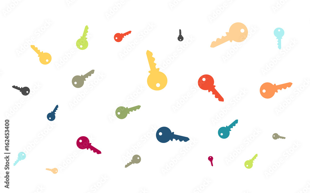 Viele bunte einfache Schlüssel