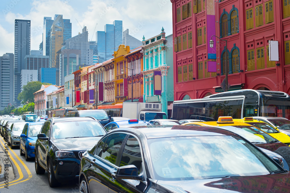 Obraz premium Singapore traffic block