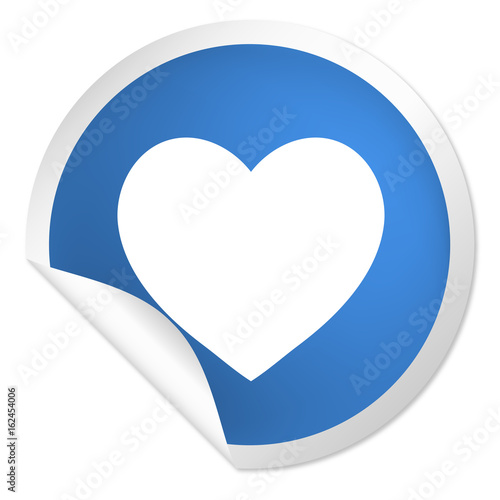 runder Sticker blau - Herz